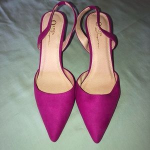 Olivia Jaymes Hot Pink Faux Suede Heels